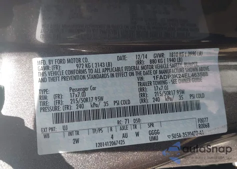 2014 Ford Focus Se from USA, damaged, VIN 1FADP3K24EL463588